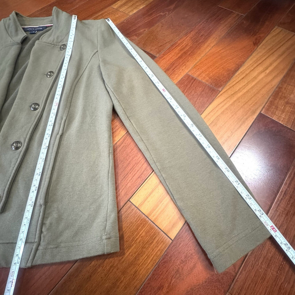 Tommy Hilfiger Classic Open-Front Military Band Jacket Size:M Green Buttons - Picture 7 of 11
